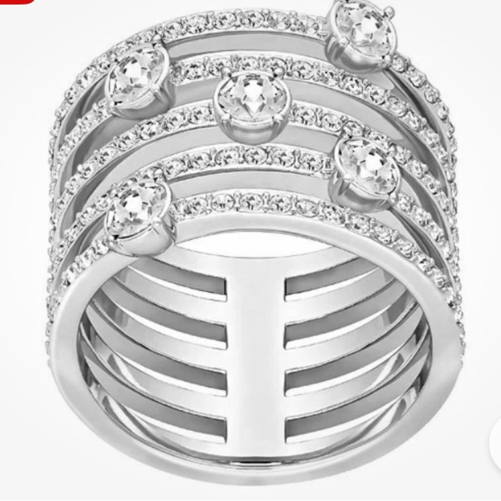 Swarovski rhodium plate ring with Crystal Embellishments